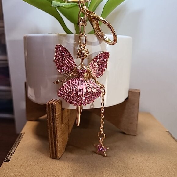 Unbranded Ballerina w/Bling Keychain Ladies Pink NWOT Collectible Auto Keys Home - Picture 2 of 4